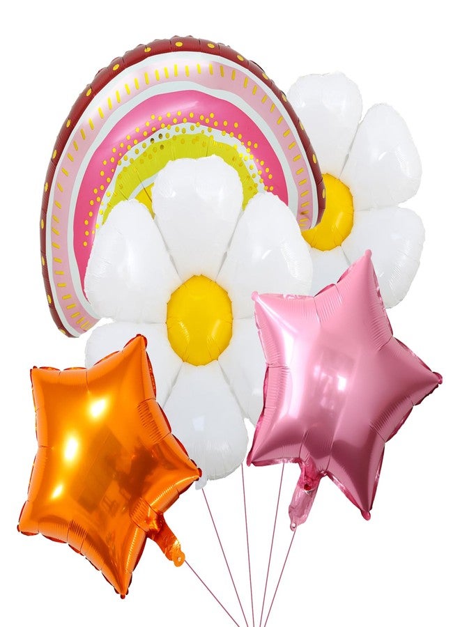 RTHPY Daisy Groovy Balloon Boho Rainbow Balloon Groovy Birthday Party Decorations Daisy Flower Star Foil Balloons for Groovy Party Supplies Two Groovy Birthday Baby Shower Decor Supplies - Image 1
